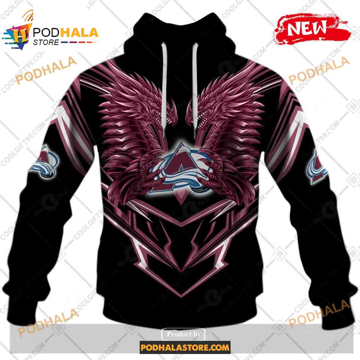 Custom NHL Colorado Avalanche Dragon Design Shirt Hoodie 3D Custom NHL Colorado Avalanche Dragon Design Shirt Hoodie 3D