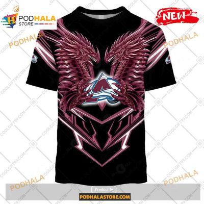 Custom NHL Colorado Avalanche Dragon Design Shirt Hoodie 3D