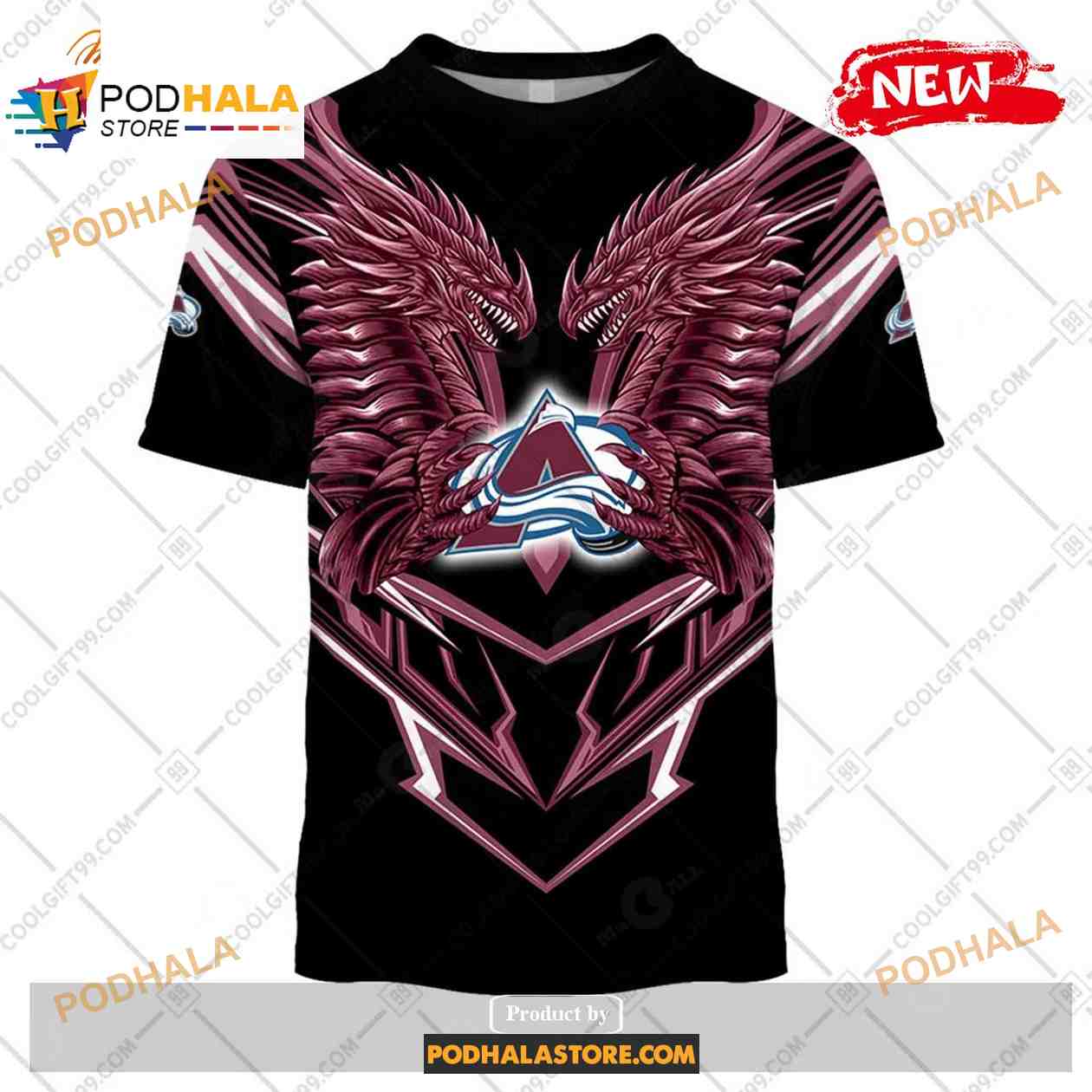 Custom NHL Colorado Avalanche Dragon Design Shirt Hoodie 3D Custom NHL Colorado Avalanche Dragon Design Shirt Hoodie 3D
