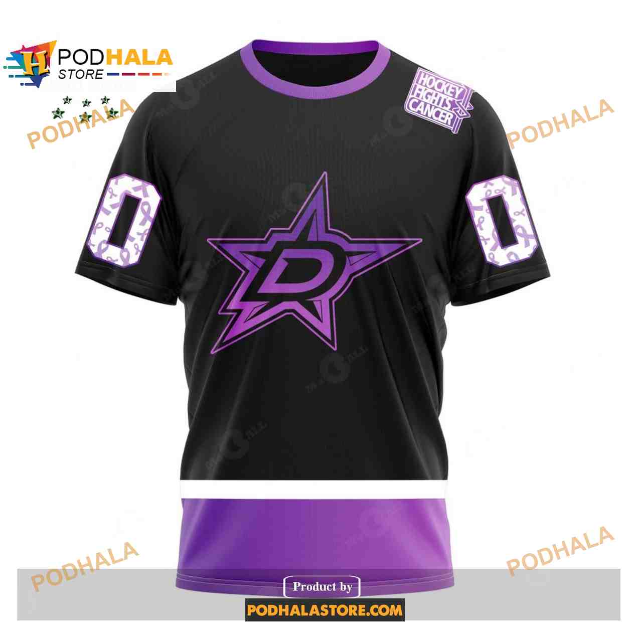 Custom NHL Dallas Stars Black Hockey Fights Cancer Shirt Hoodie 3D Custom NHL Dallas Stars Black Hockey Fights Cancer Shirt Hoodie 3D