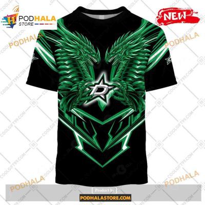 Custom NHL Dallas Stars Dragon Design Shirt Hoodie 3D