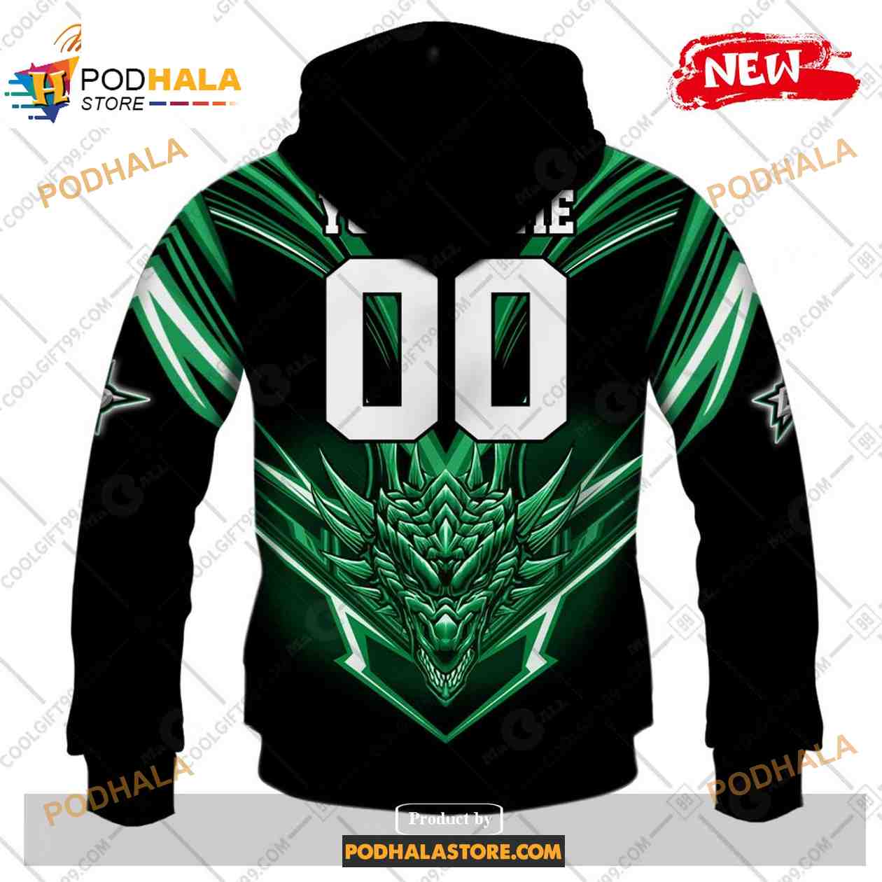 Custom NHL Dallas Stars Dragon Design Shirt Hoodie 3D Custom NHL Dallas Stars Dragon Design Shirt Hoodie 3D
