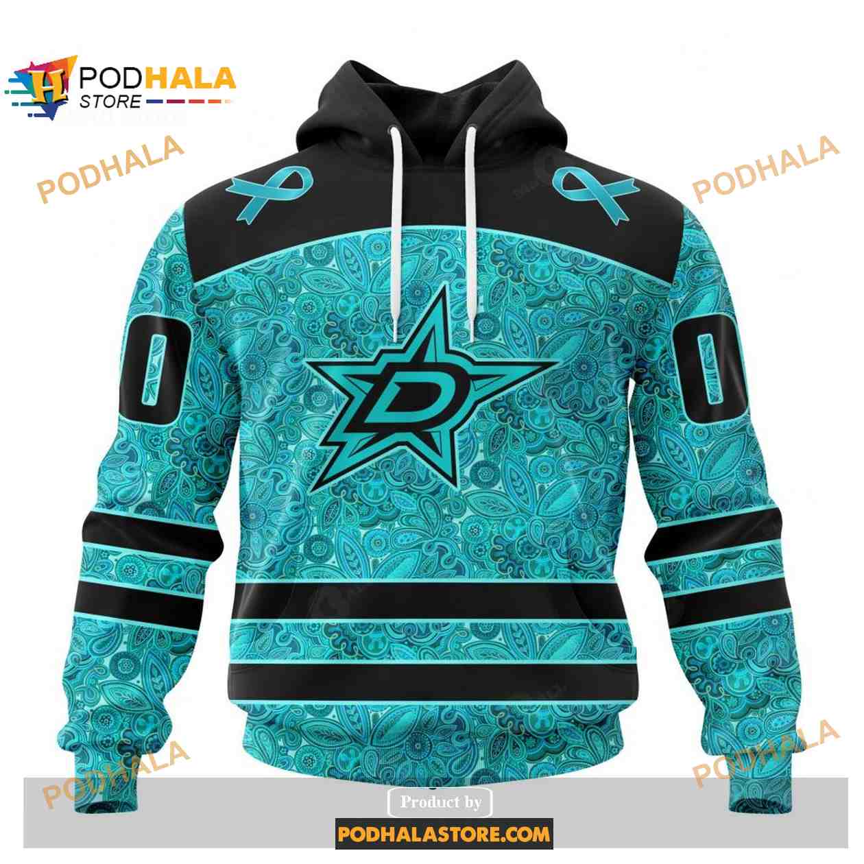 Custom NHL Dallas Stars Fight Ovarian Cancer Shirt Hoodie 3D Custom NHL Dallas Stars Fight Ovarian Cancer Shirt Hoodie 3D