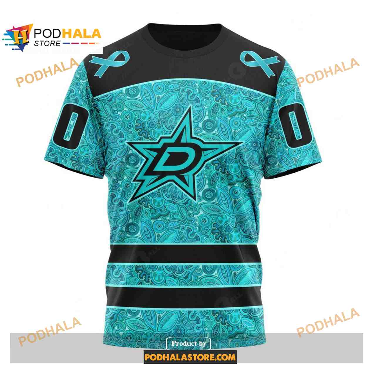 Custom NHL Dallas Stars Fight Ovarian Cancer Shirt Hoodie 3D Custom NHL Dallas Stars Fight Ovarian Cancer Shirt Hoodie 3D