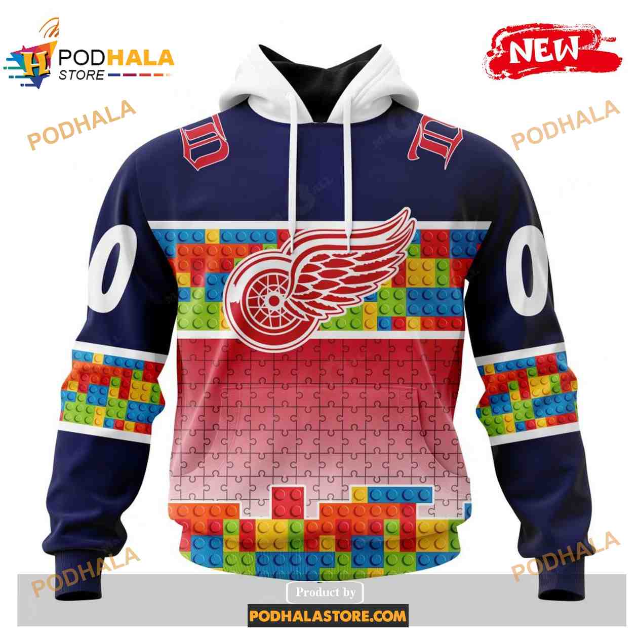 Custom NHL Detroit Red Wings Puzzle Game Gradients Full Color Shirt Hoodie 3D Custom NHL Detroit Red Wings Puzzle Game Gradients Full Color Shirt Hoodie 3D