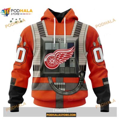 Custom NHL Detroit Red Wings Star Wars Rebel Pilot Design Shirt Hoodie 3D