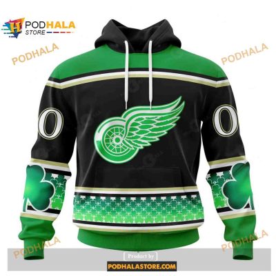Custom NHL Detroit Red Wings Unisex Kits Hockey Patricks Day Shirt Hoodie 3D