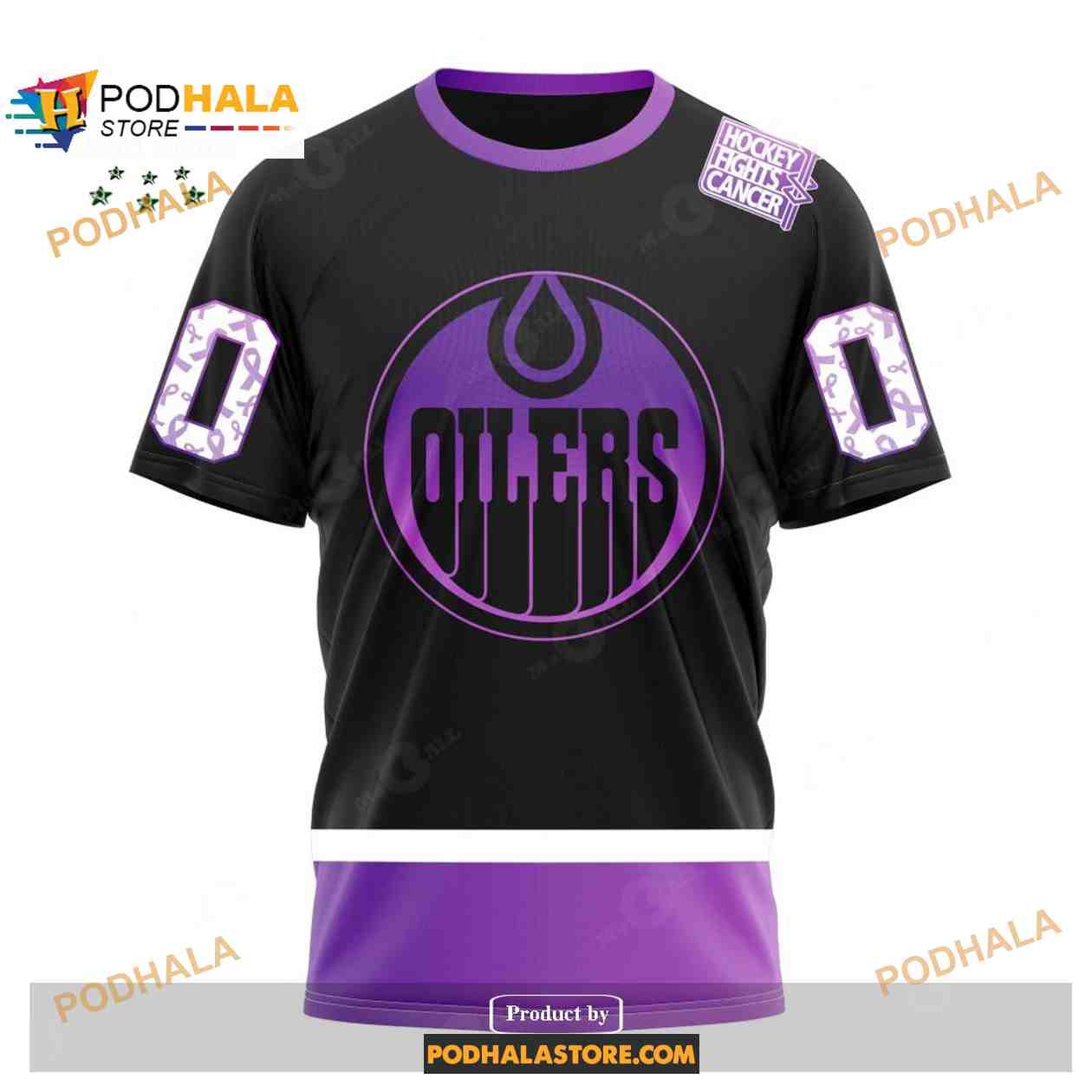 Custom NHL Edmonton Oilers Black Hockey Fights Cancer Shirt Hoodie 3D Custom NHL Edmonton Oilers Black Hockey Fights Cancer Shirt Hoodie 3D