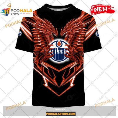 Custom NHL Edmonton Oilers Dragon Design Shirt Hoodie 3D