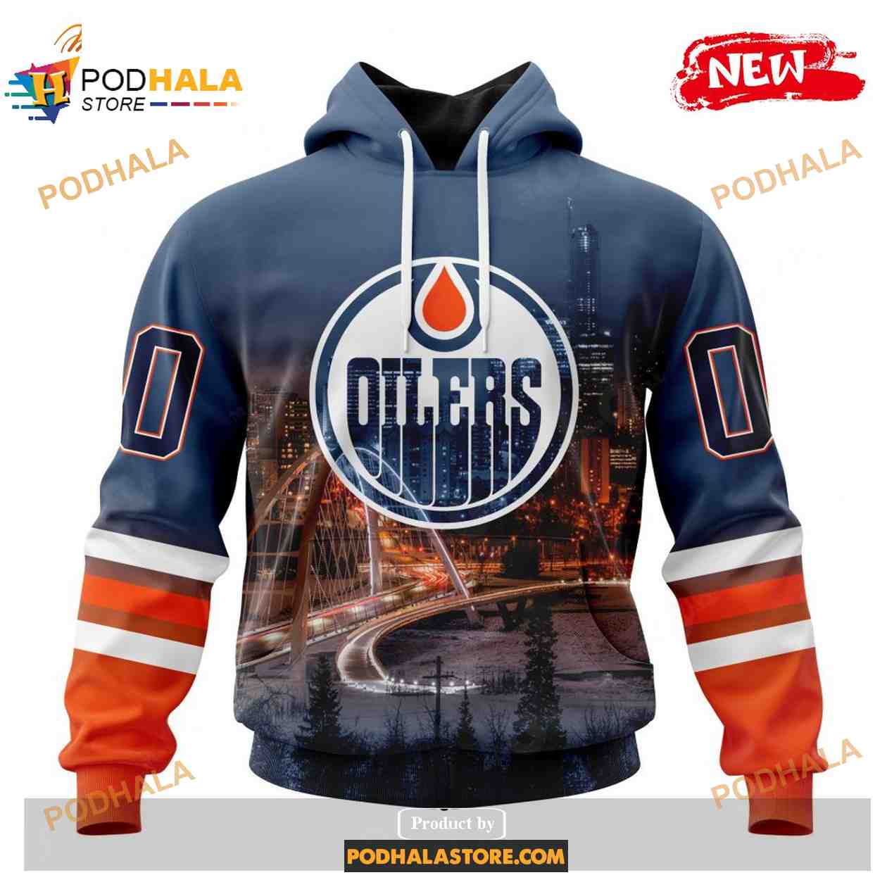Custom NHL Edmonton Oilers With Walterdale Bridge Shirt Hoodie 3D Custom NHL Edmonton Oilers With Walterdale Bridge Shirt Hoodie 3D