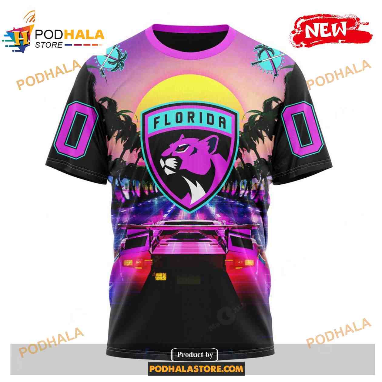 Custom NHL Florida Panthers Miami Vice Pink Design Shirt Hoodie 3D Custom NHL Florida Panthers Miami Vice Pink Design Shirt Hoodie 3D