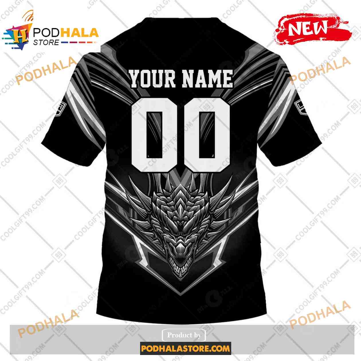 Custom NHL Los Angeles Kings Dragon Design Shirt Hoodie 3D Custom NHL Los Angeles Kings Dragon Design Shirt Hoodie 3D