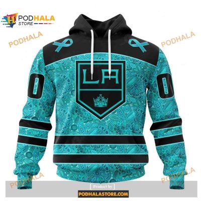 Custom NHL Los Angeles Kings Fight Ovarian Cancer Shirt Hoodie 3D