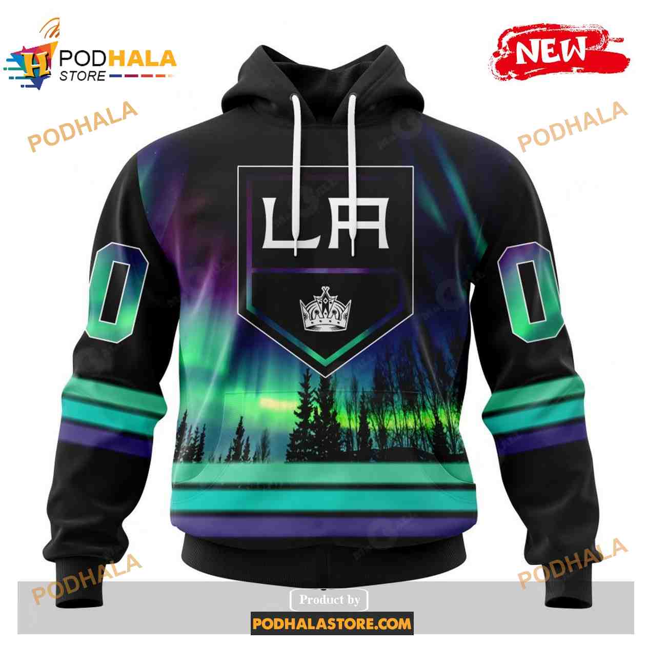 Custom NHL Los Angeles Kings With Northern Lights Shirt Hoodie 3D Custom NHL Los Angeles Kings With Northern Lights Shirt Hoodie 3D