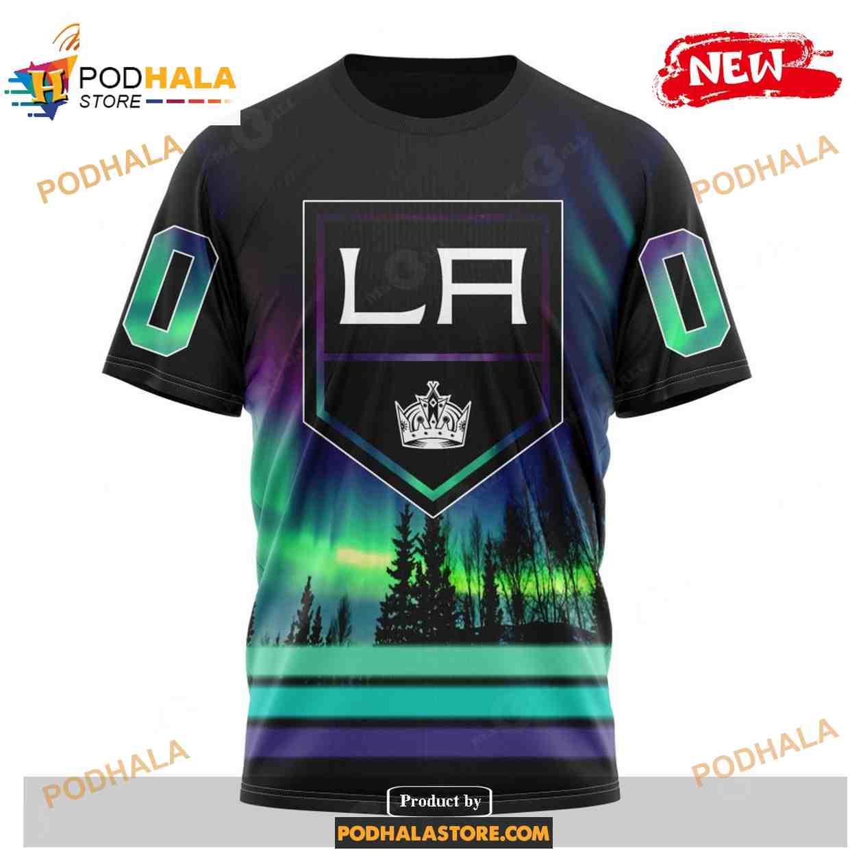 Custom NHL Los Angeles Kings With Northern Lights Shirt Hoodie 3D Custom NHL Los Angeles Kings With Northern Lights Shirt Hoodie 3D