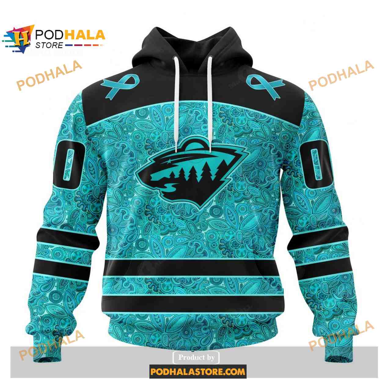 Custom NHL Minnesota Wild Fight Ovarian Cancer Shirt Hoodie 3D Custom NHL Minnesota Wild Fight Ovarian Cancer Shirt Hoodie 3D