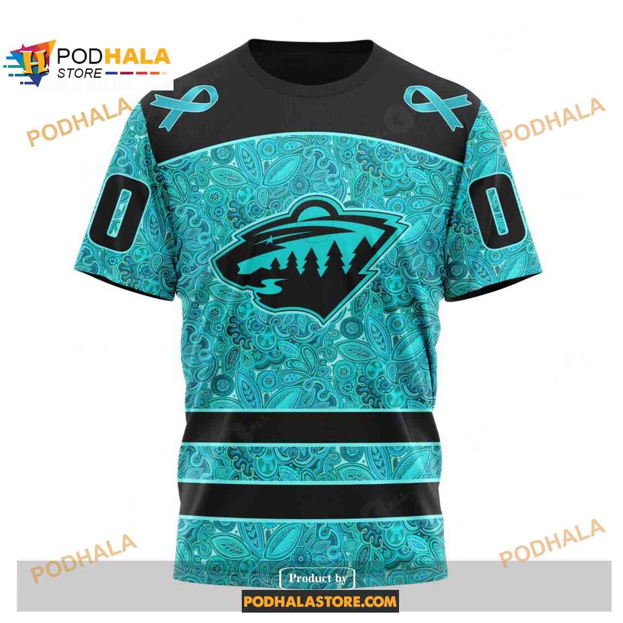 Custom NHL Minnesota Wild Fight Ovarian Cancer Shirt Hoodie 3D Custom NHL Minnesota Wild Fight Ovarian Cancer Shirt Hoodie 3D