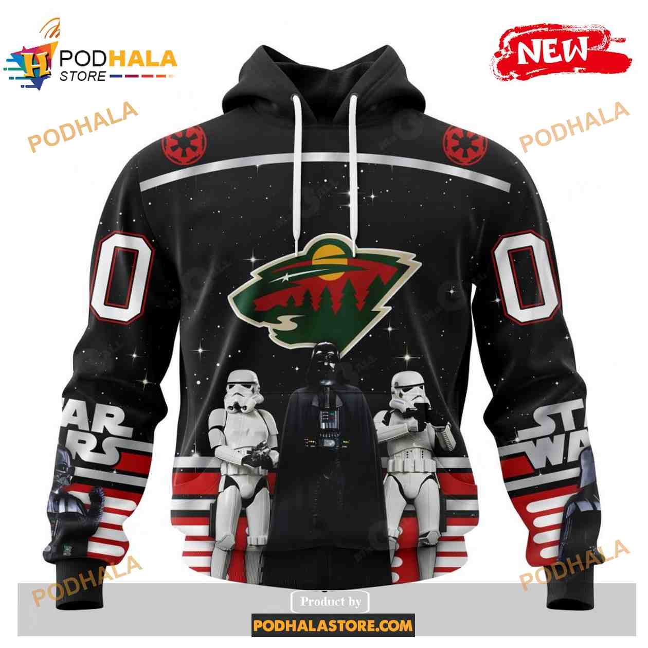 Custom NHL Minnesota Wild Star Wars Black Design Shirt Hoodie 3D Custom NHL Minnesota Wild Star Wars Black Design Shirt Hoodie 3D