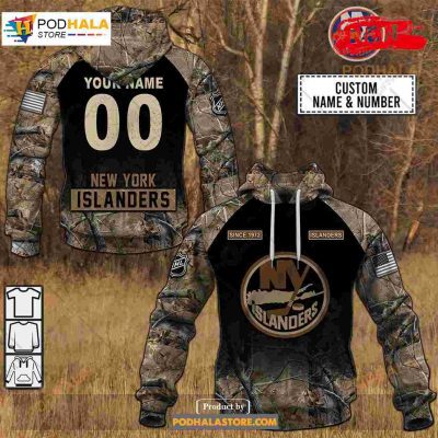 Custom NHL New York Islanders Hunting Camouflage Design Hoodie Sweatshirt Shirt 3D