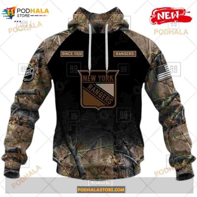 Custom NHL New York Rangers Hunting Camouflage Design Hoodie Sweatshirt Shirt 3D