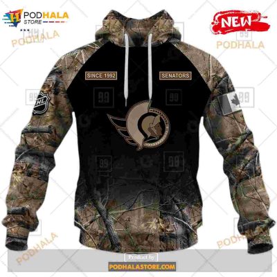 Custom NHL Ottawa Senators Hunting Camouflage Design Hoodie Sweatshirt Shirt 3D