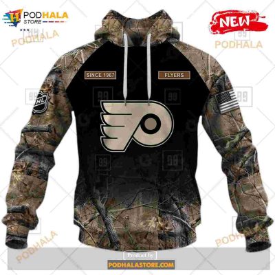 Custom NHL Philadelphia Flyers Hunting Camouflage Design Hoodie Sweatshirt Shirt 3D