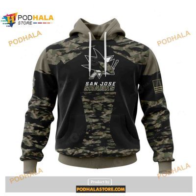Custom NHL San Jose Sharks Color Military Members Kits V5 Shirt Hoodie 3D