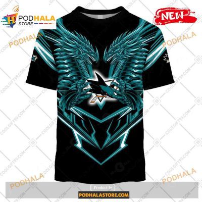 Custom NHL San Jose Sharks Dragon Design Shirt Hoodie 3D