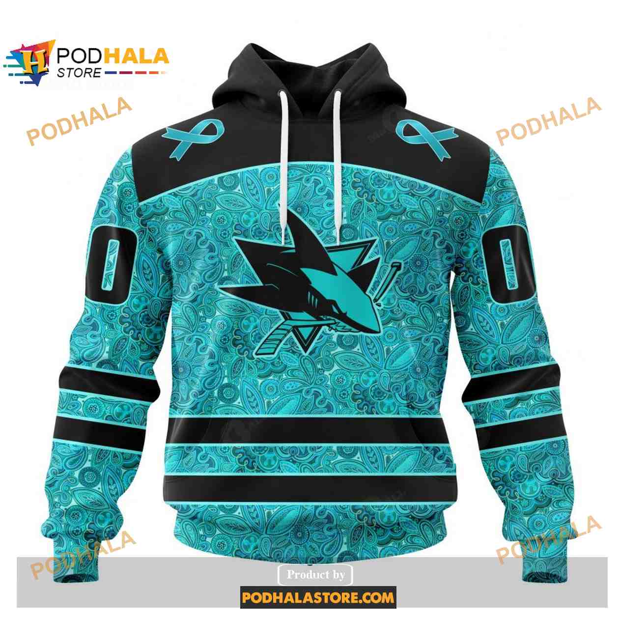 Custom NHL San Jose Sharks Fight Ovarian Cancer Shirt Hoodie 3D Custom NHL San Jose Sharks Fight Ovarian Cancer Shirt Hoodie 3D