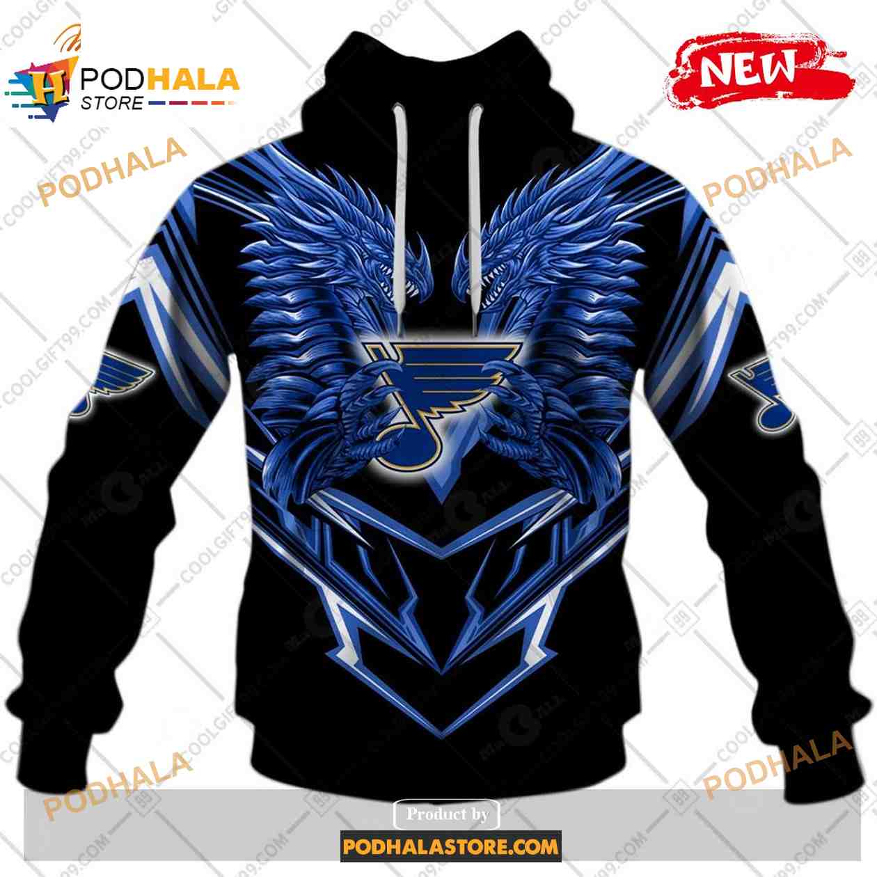 Custom NHL St Louis Blues Dragon Design Shirt Hoodie 3D Custom NHL St Louis Blues Dragon Design Shirt Hoodie 3D