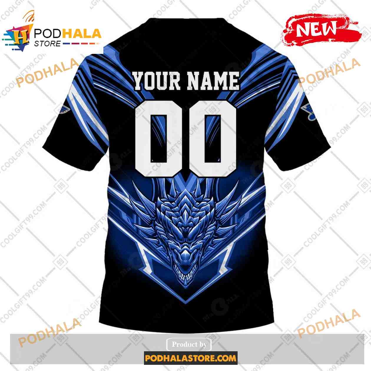 Custom NHL St Louis Blues Dragon Design Shirt Hoodie 3D Custom NHL St Louis Blues Dragon Design Shirt Hoodie 3D