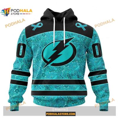 Custom NHL Tampa Bay Lightning Fight Ovarian Cancer Shirt Hoodie 3D