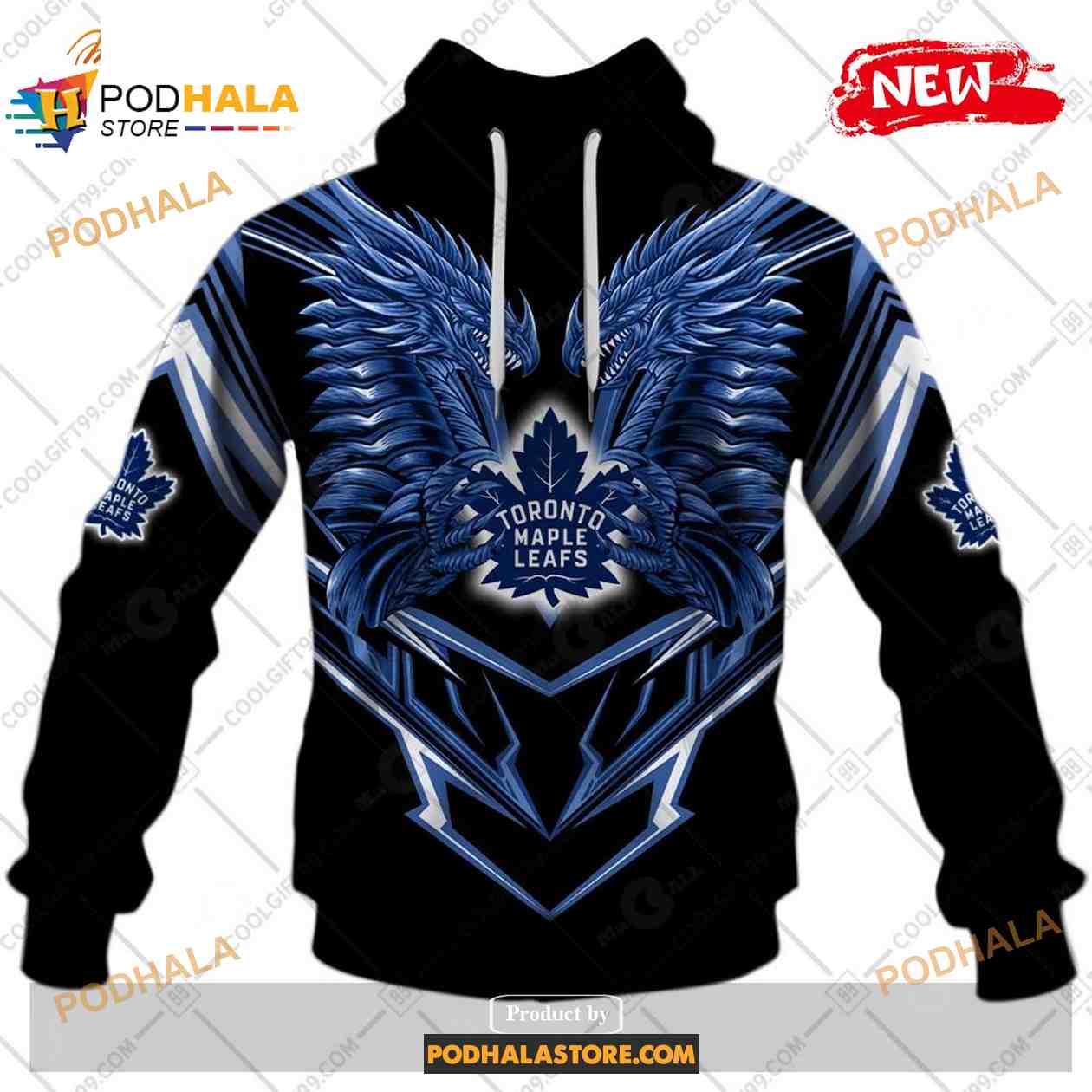 Custom NHL Toronto Maple Leafs Dragon Design Shirt Hoodie 3D Custom NHL Toronto Maple Leafs Dragon Design Shirt Hoodie 3D