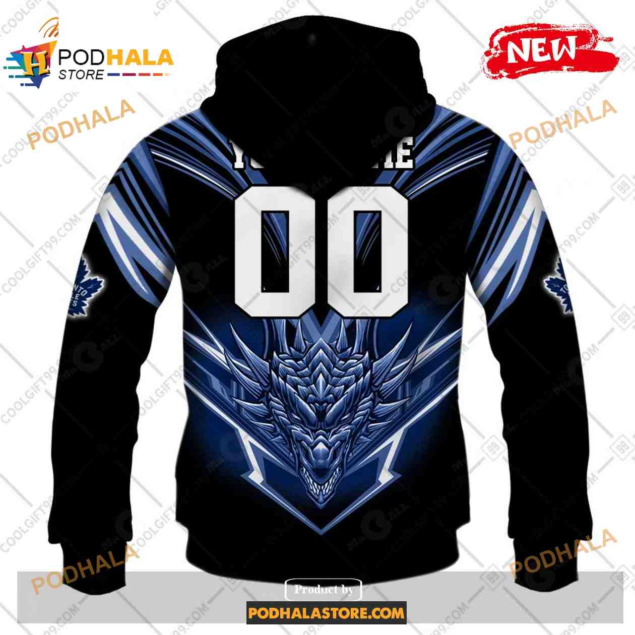 Custom NHL Toronto Maple Leafs Dragon Design Shirt Hoodie 3D Custom NHL Toronto Maple Leafs Dragon Design Shirt Hoodie 3D