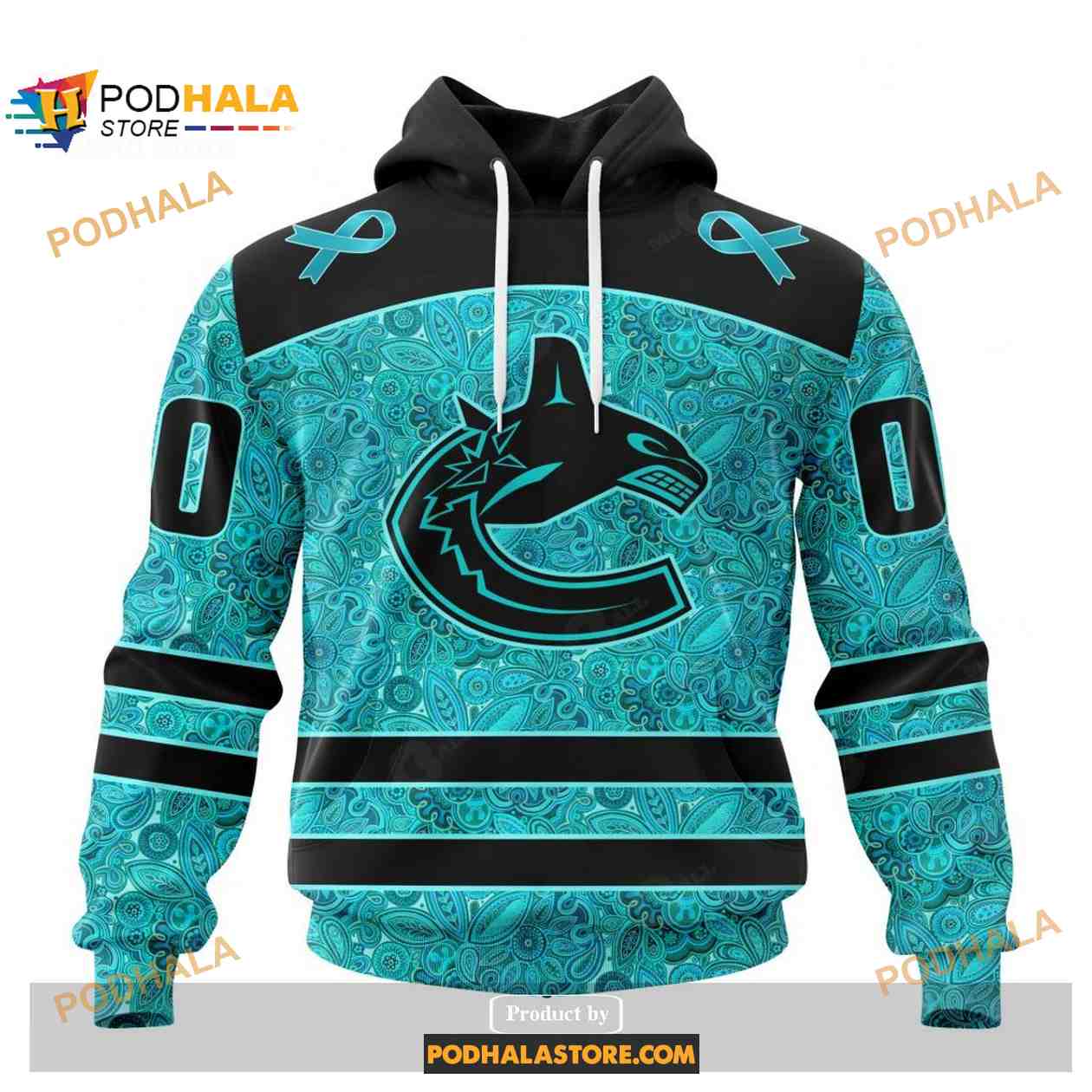 Custom NHL Vancouver Canucks Fight Ovarian Cancer Shirt Hoodie 3D Custom NHL Vancouver Canucks Fight Ovarian Cancer Shirt Hoodie 3D