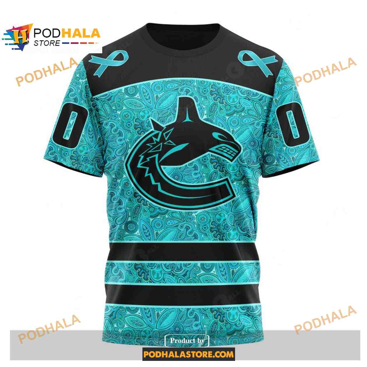 Custom NHL Vancouver Canucks Fight Ovarian Cancer Shirt Hoodie 3D Custom NHL Vancouver Canucks Fight Ovarian Cancer Shirt Hoodie 3D