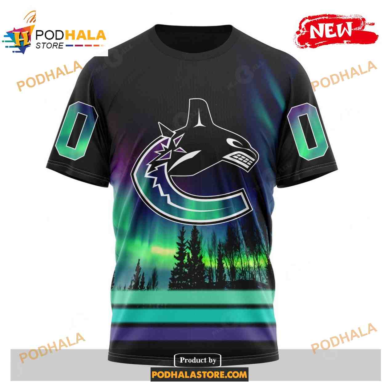 Custom NHL Vancouver Canucks With Northern Lights Shirt Hoodie 3D Custom NHL Vancouver Canucks With Northern Lights Shirt Hoodie 3D