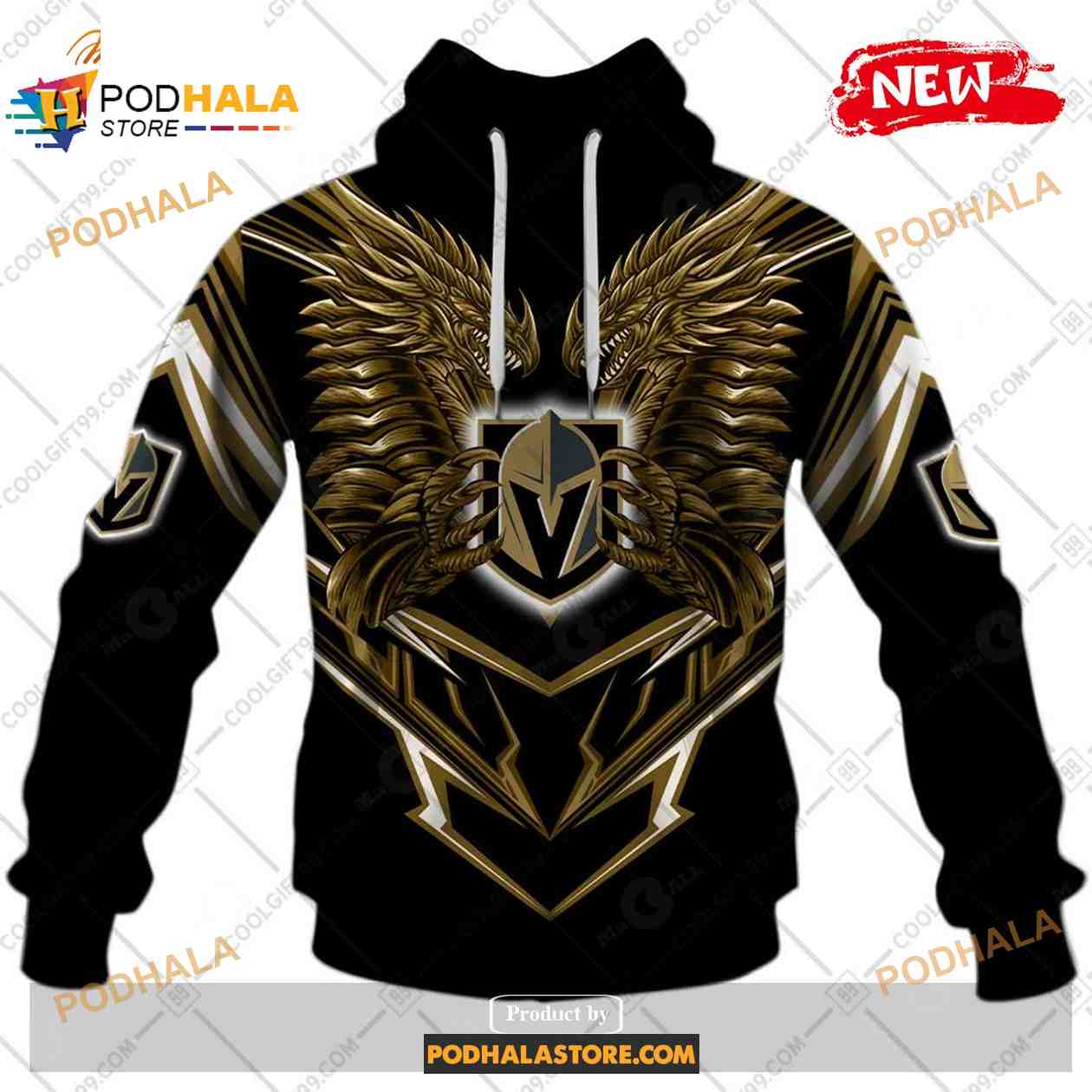 Custom NHL Vegas Golden Knights Dragon Design Shirt Hoodie 3D Custom NHL Vegas Golden Knights Dragon Design Shirt Hoodie 3D