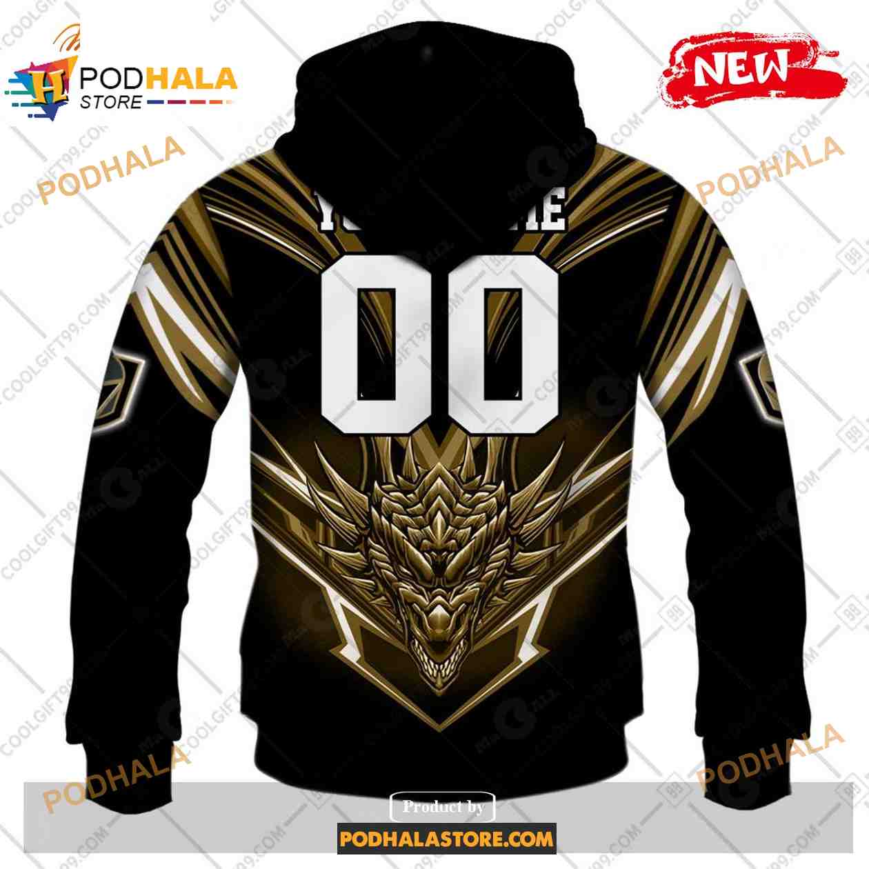Custom NHL Vegas Golden Knights Dragon Design Shirt Hoodie 3D Custom NHL Vegas Golden Knights Dragon Design Shirt Hoodie 3D