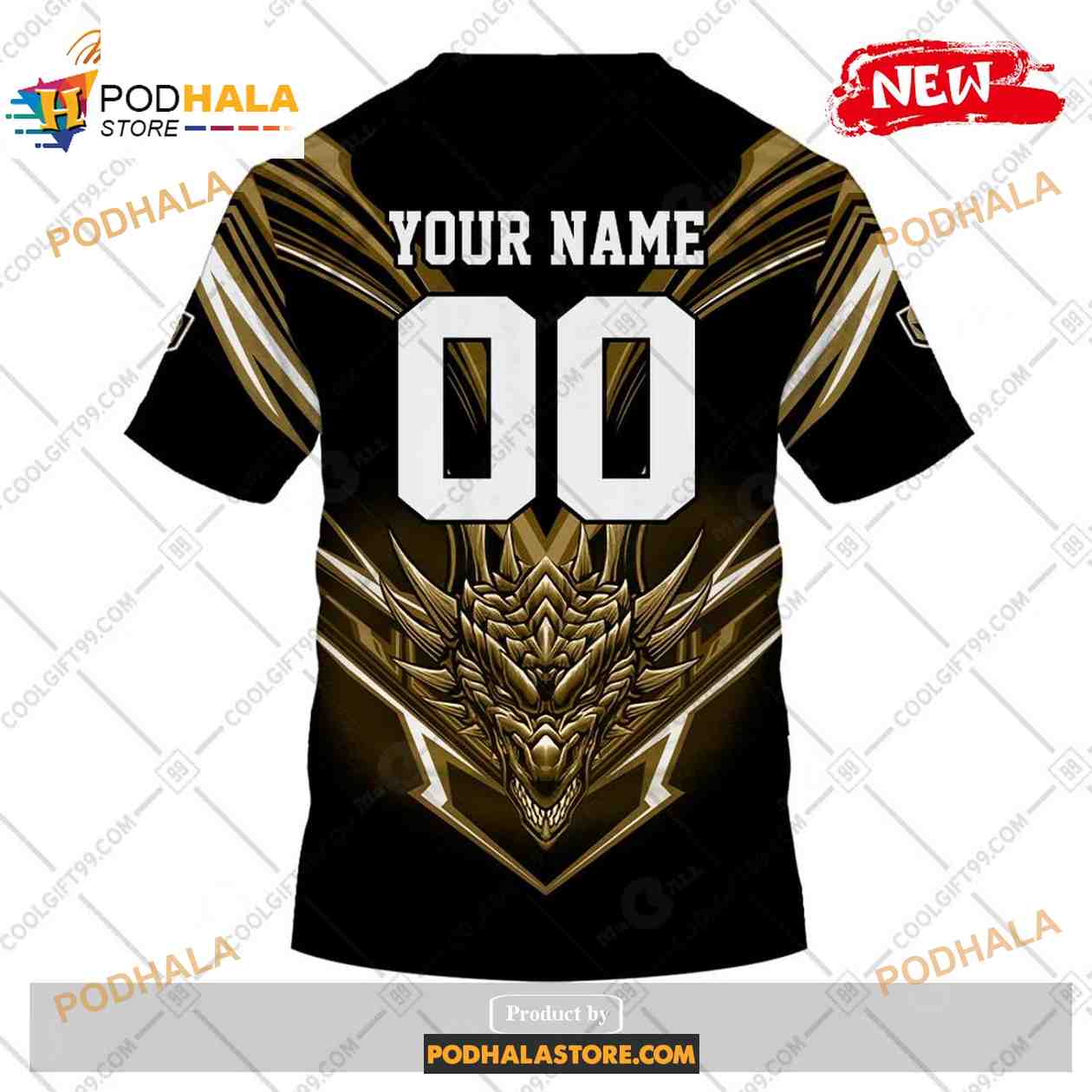 Custom NHL Vegas Golden Knights Dragon Design Shirt Hoodie 3D Custom NHL Vegas Golden Knights Dragon Design Shirt Hoodie 3D