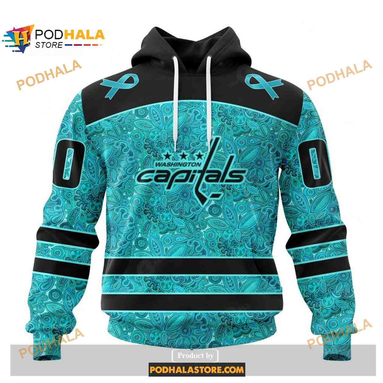 Custom NHL Washington Capitals Fight Ovarian Cancer Shirt Hoodie 3D Custom NHL Washington Capitals Fight Ovarian Cancer Shirt Hoodie 3D