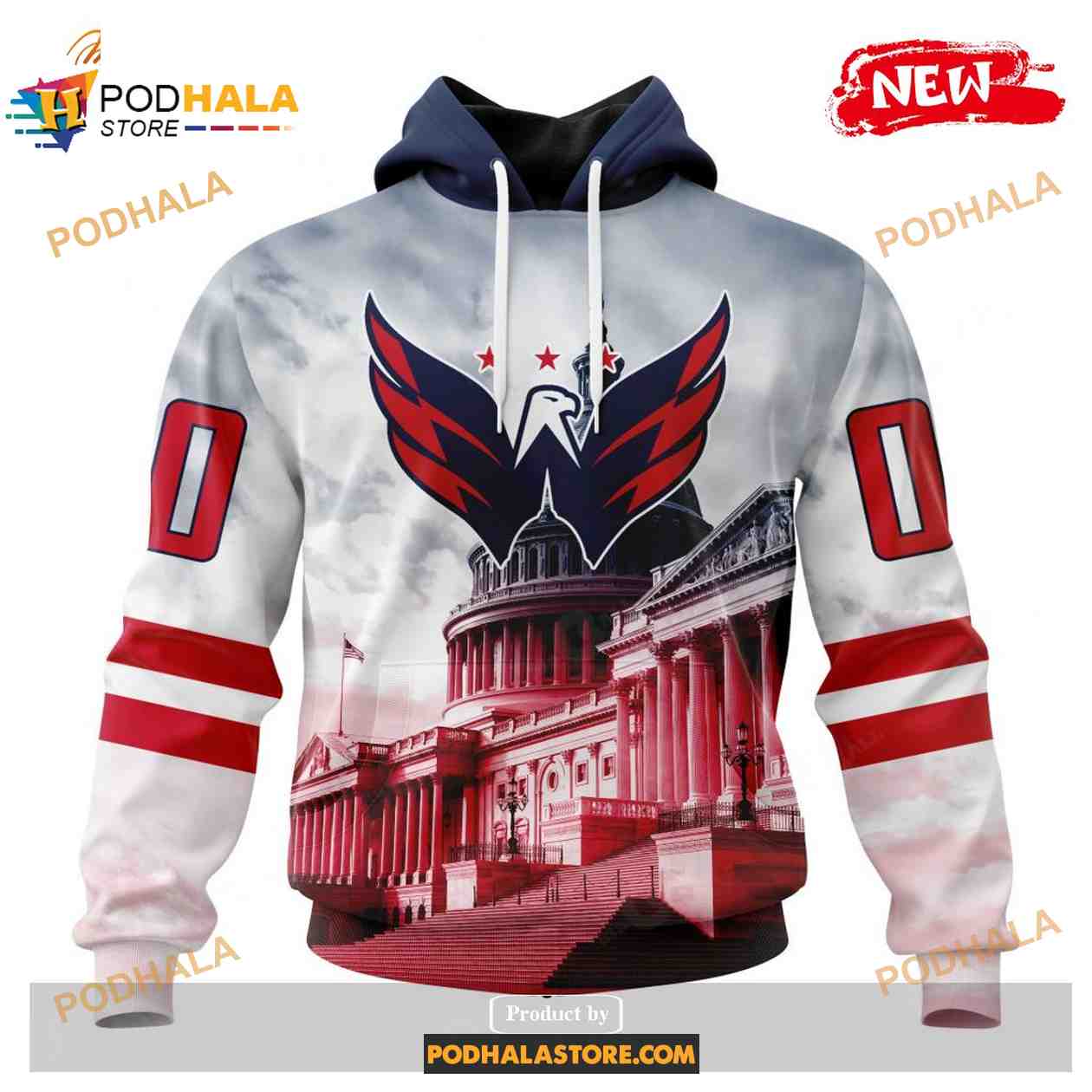 Custom NHL Washington Capitals With The Capitol Building Shirt Hoodie 3D Custom NHL Washington Capitals With The Capitol Building Shirt Hoodie 3D