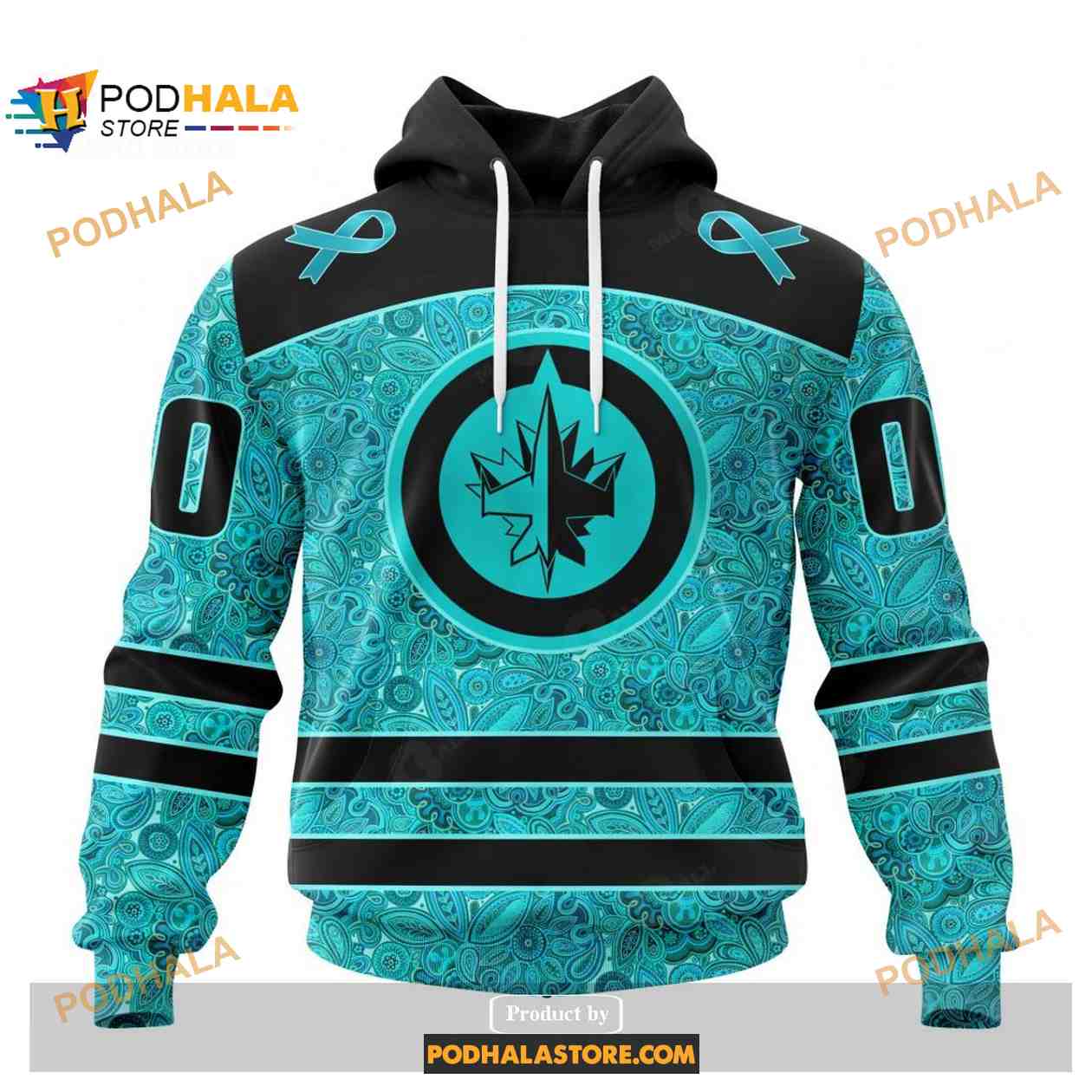 Custom NHL Winnipeg Jets Fight Ovarian Cancer Shirt Hoodie 3D Custom NHL Winnipeg Jets Fight Ovarian Cancer Shirt Hoodie 3D
