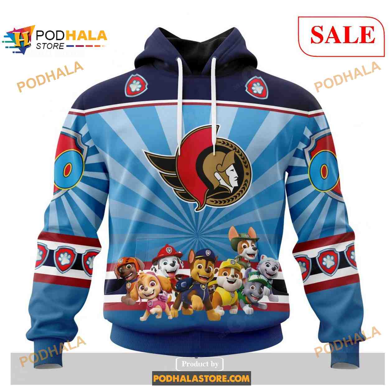 Custom Ottawa Senators Paw Patrol NHL Shirt Hoodie 3D Custom Ottawa Senators Paw Patrol NHL Shirt Hoodie 3D