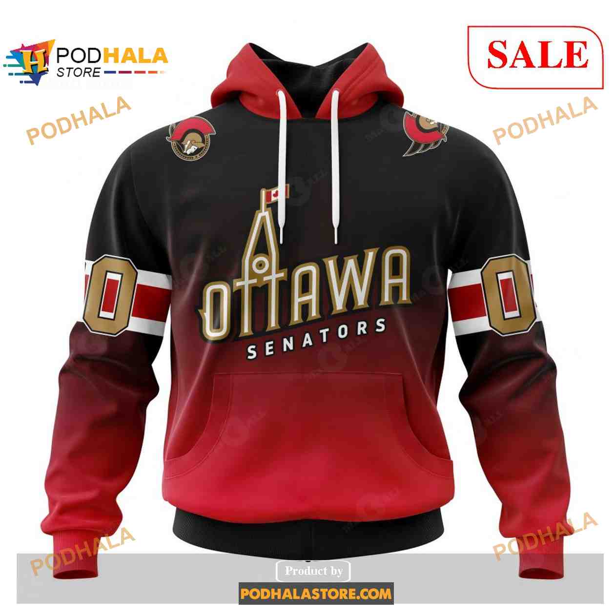 Custom Ottawa Senators Retro Gradient Design NHL Shirt Hoodie 3D Custom Ottawa Senators Retro Gradient Design NHL Shirt Hoodie 3D