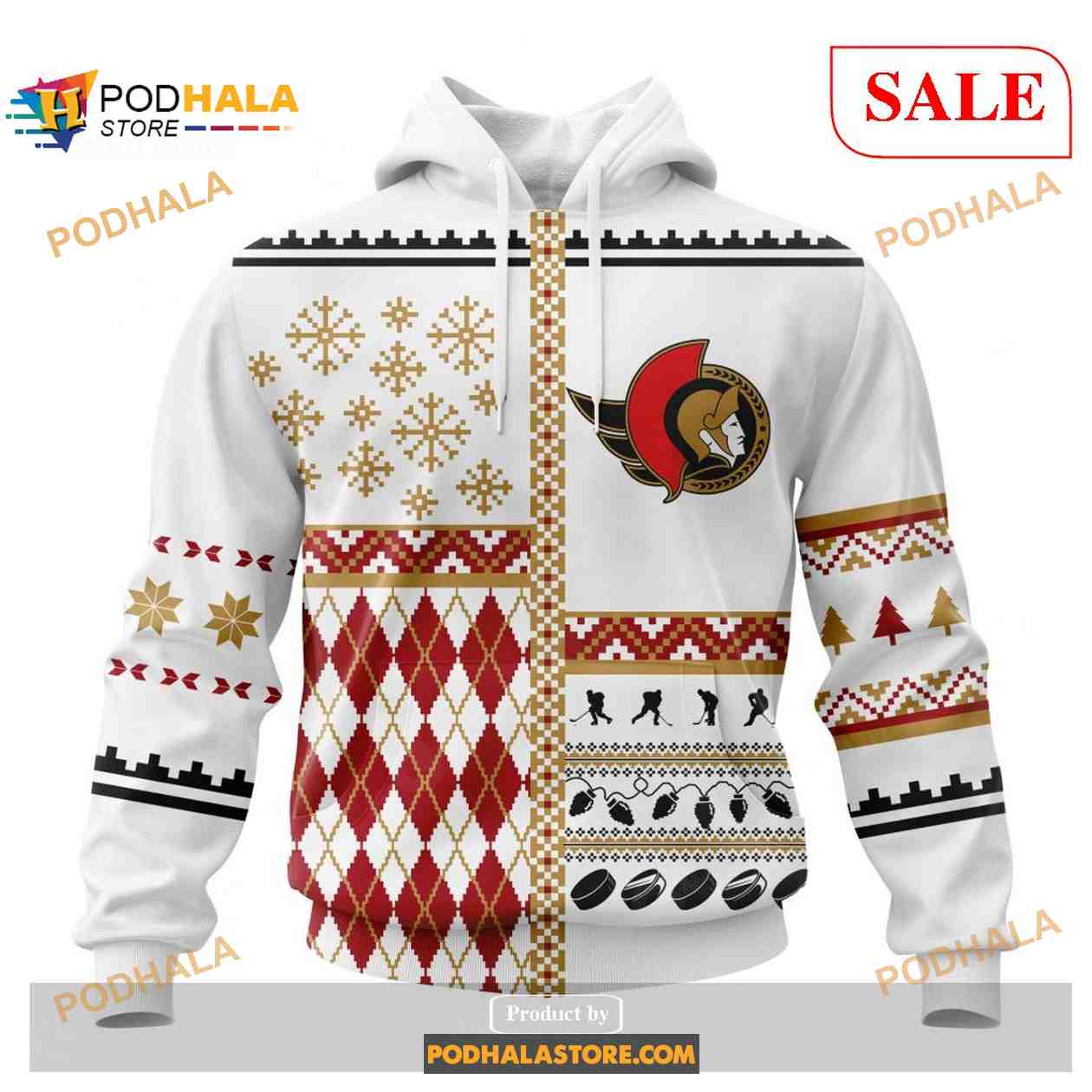 Custom Ottawa Senators Unisex Christmas NHL Shirt Hoodie 3D Custom Ottawa Senators Unisex Christmas NHL Shirt Hoodie 3D