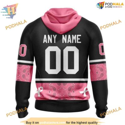 Custom PINK BREAST CANCER NHL Columbus Blue Jackets Hoodie 3D