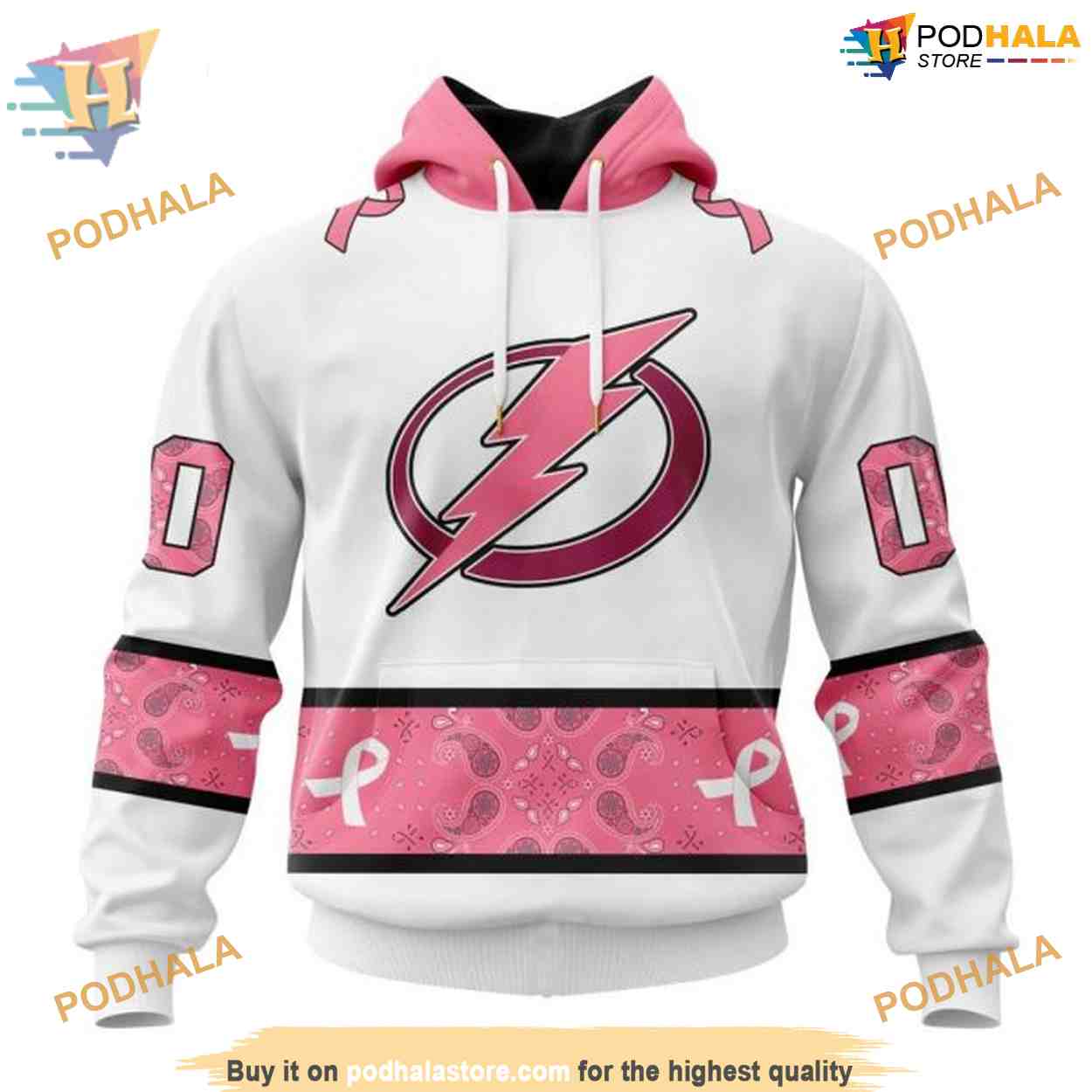 Custom PINK BREAST CANCER NHL Tampa Bay Lightning Hoodie 3D Custom PINK BREAST CANCER NHL Tampa Bay Lightning Hoodie 3D