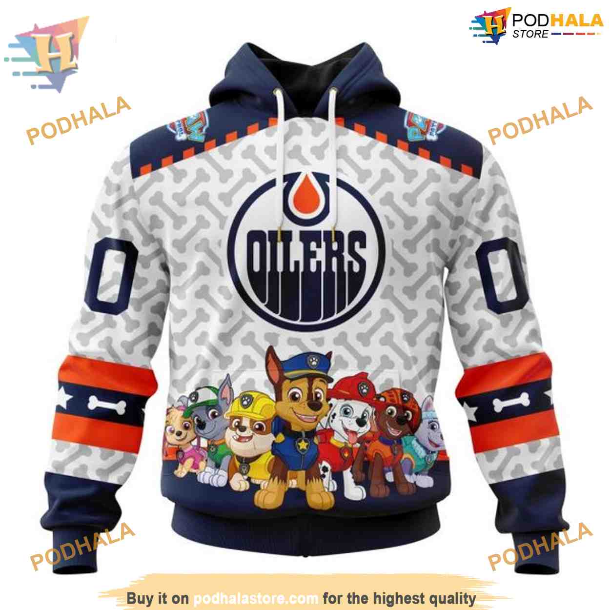 Custom PawPatrol Design NHL Edmonton Oilers Hoodie 3D Custom PawPatrol Design NHL Edmonton Oilers Hoodie 3D