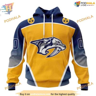 Custom Personalize New Gradient Series Concept NHL Nashville Predators Hoodie 3D